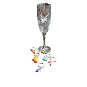 Handmade wine charms with Barbie shoe pendants